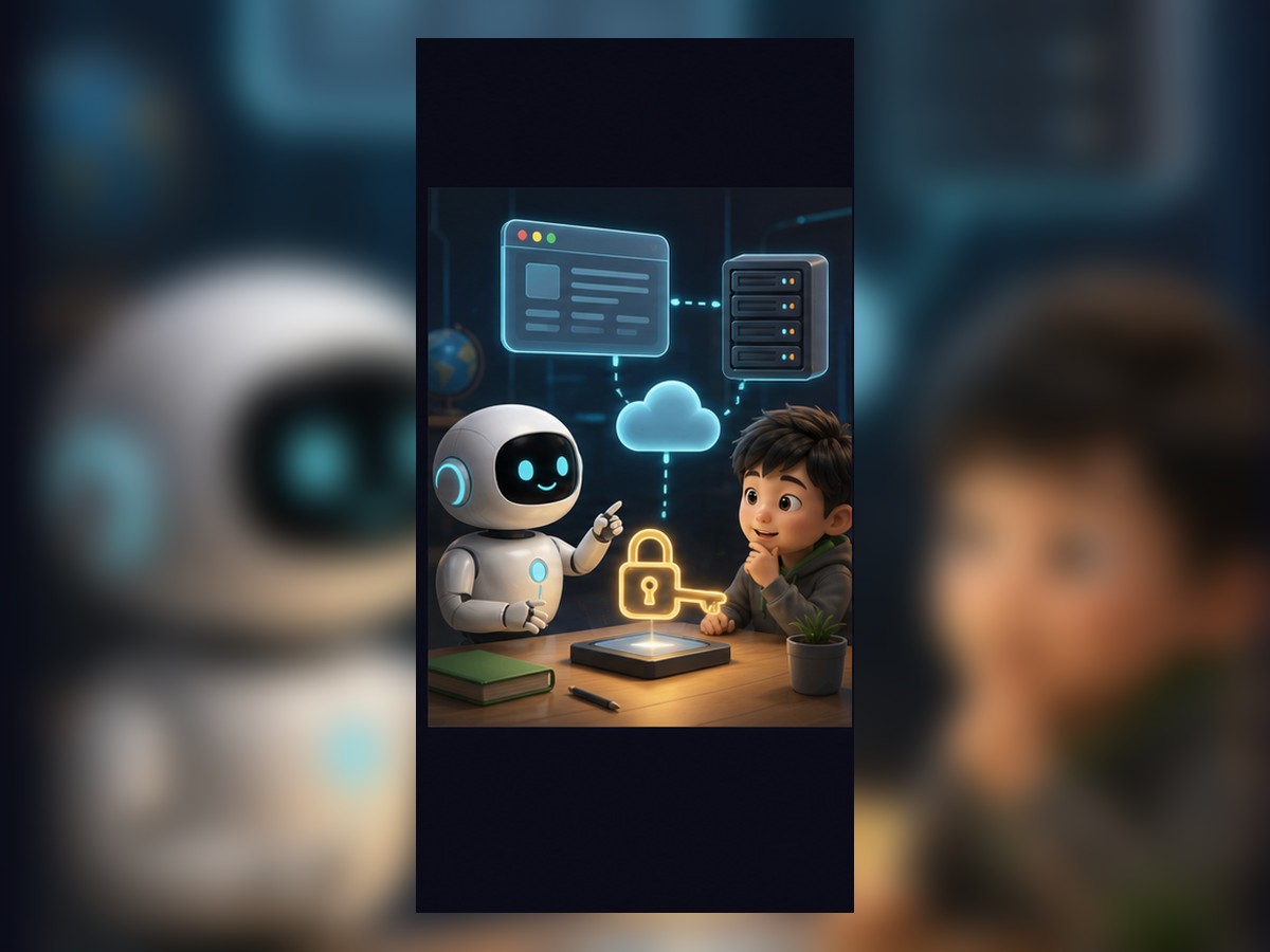第 11 课 3D 插图：机器人和小朋友学习 API 就是应用之间的“服务窗口”