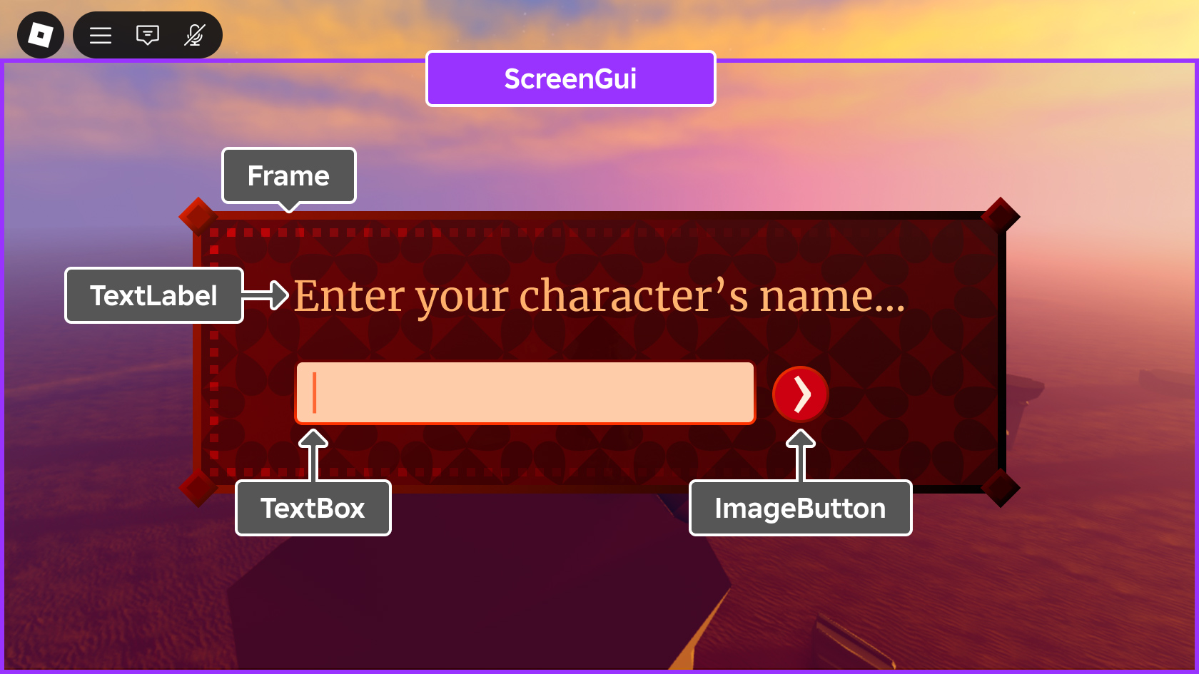 ScreenGui 在游戏画面中的官方截图